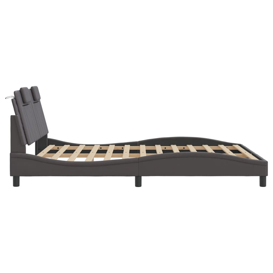 Bedframe met hoofdbord kunstleer grijs 160x200 cm