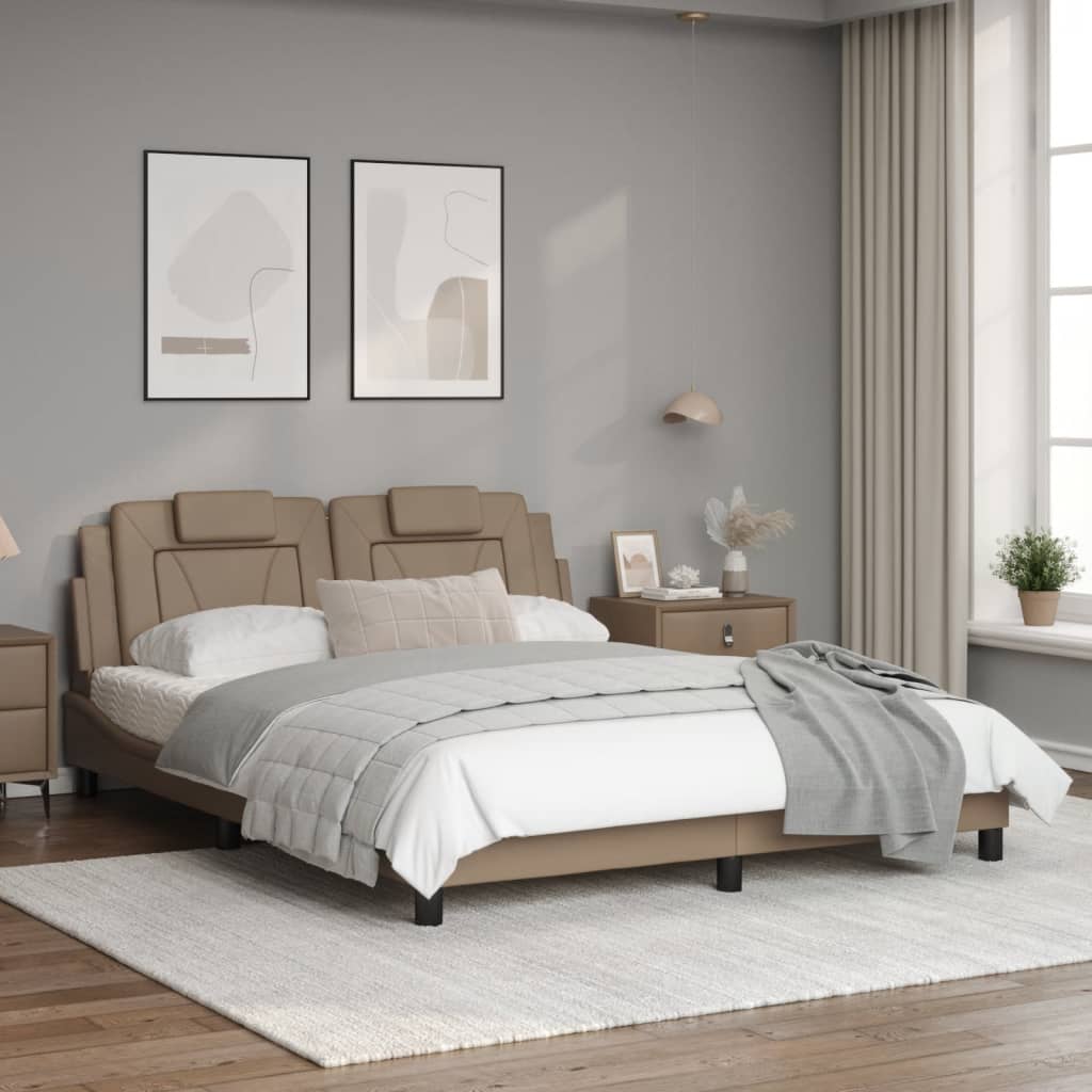 Bedframe met hoofdbord kunstleer cappuccinokleurig 160x200 cm