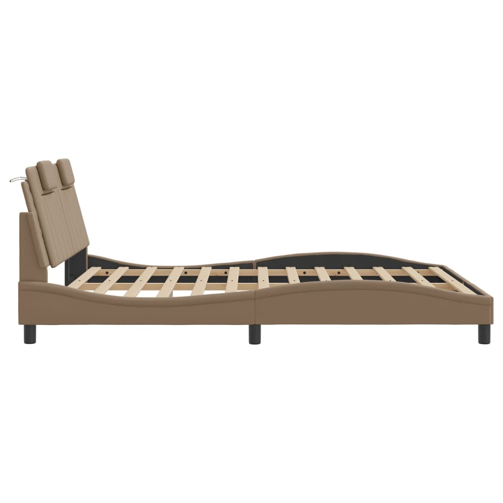 Bedframe met hoofdbord kunstleer cappuccinokleurig 160x200 cm