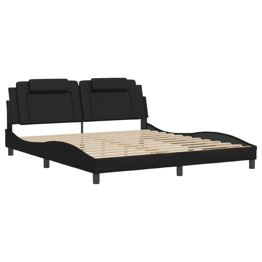 Bedframe met hoofdbord kunstleer zwart 180x200 cm