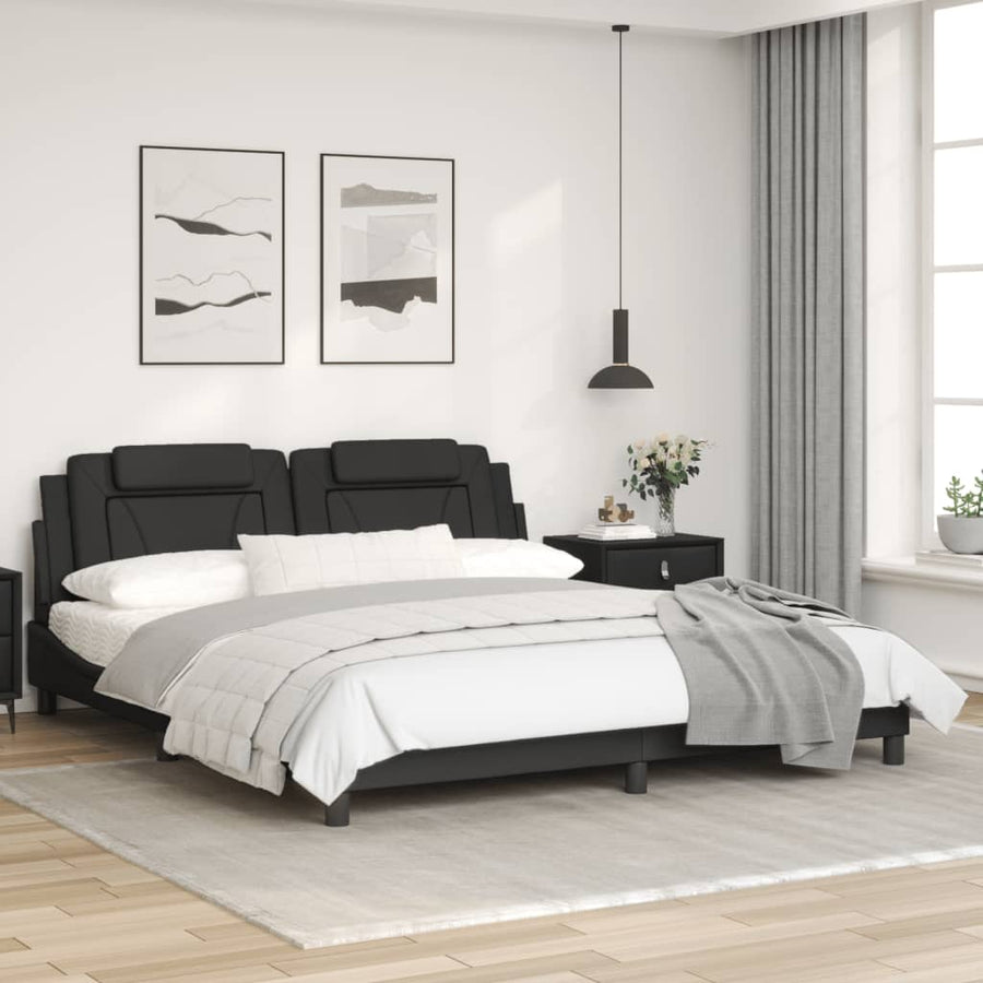 Bedframe met hoofdbord kunstleer zwart 180x200 cm