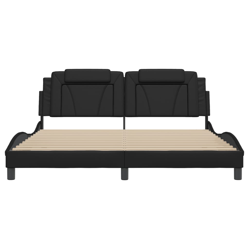 Bedframe met hoofdbord kunstleer zwart 180x200 cm