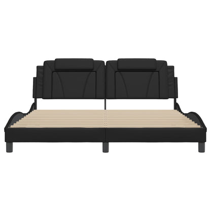 Bedframe met hoofdbord kunstleer zwart 180x200 cm