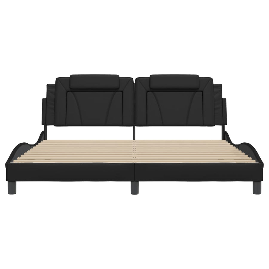 Bedframe met hoofdbord kunstleer zwart 180x200 cm