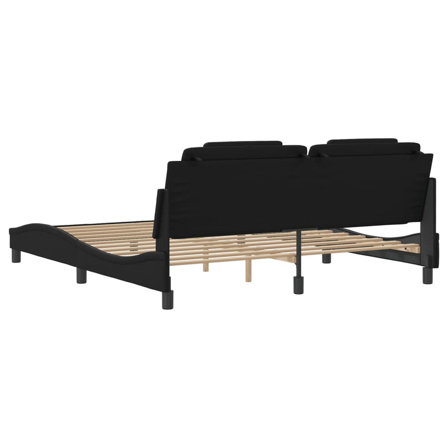 Bedframe met hoofdbord kunstleer zwart 180x200 cm