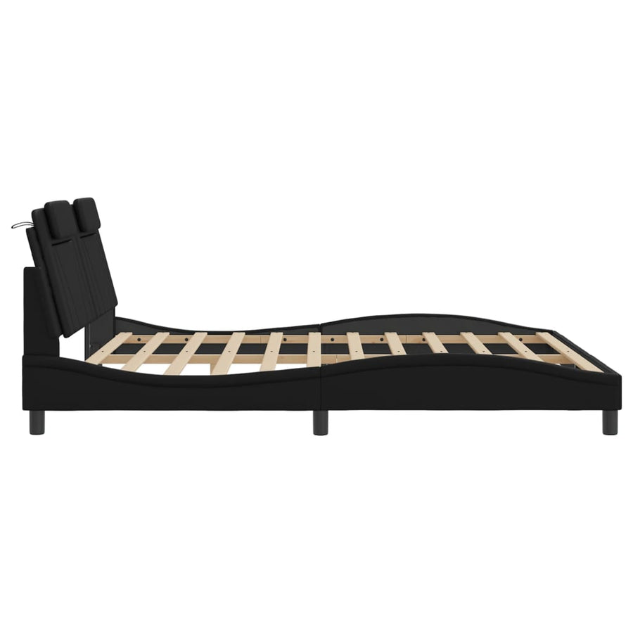 Bedframe met hoofdbord kunstleer zwart 180x200 cm