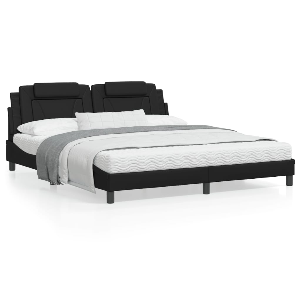 Bedframe met hoofdbord kunstleer zwart 180x200 cm