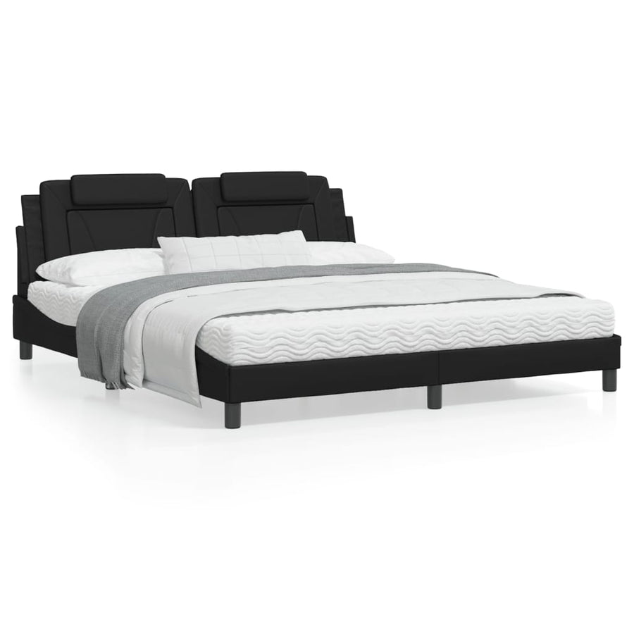 Bedframe met hoofdbord kunstleer zwart 180x200 cm