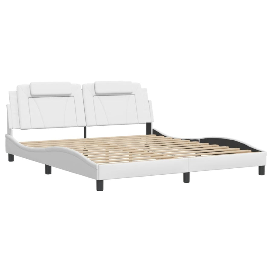 Bedframe met hoofdbord kunstleer wit 180x200 cm