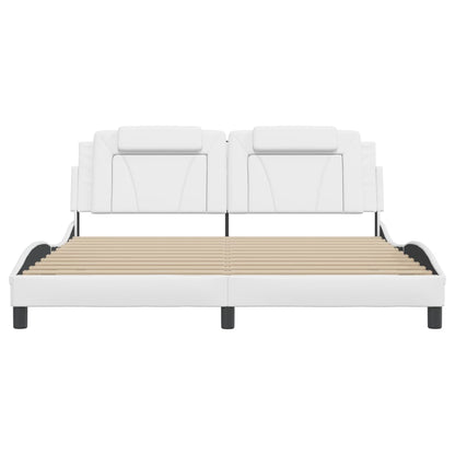 Bedframe met hoofdbord kunstleer wit 180x200 cm
