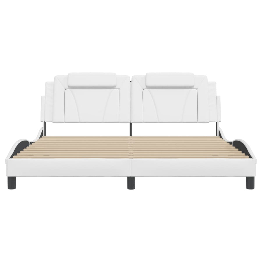 Bedframe met hoofdbord kunstleer wit 180x200 cm