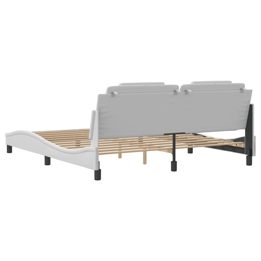 Bedframe met hoofdbord kunstleer wit 180x200 cm