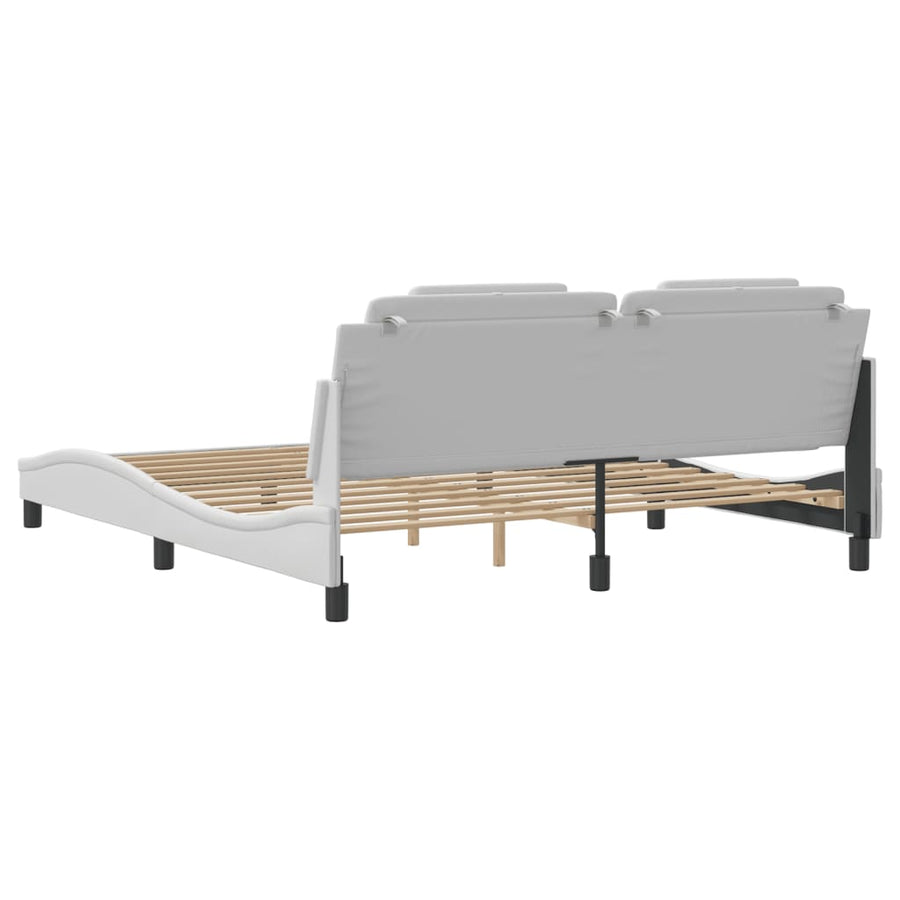 Bedframe met hoofdbord kunstleer wit 180x200 cm