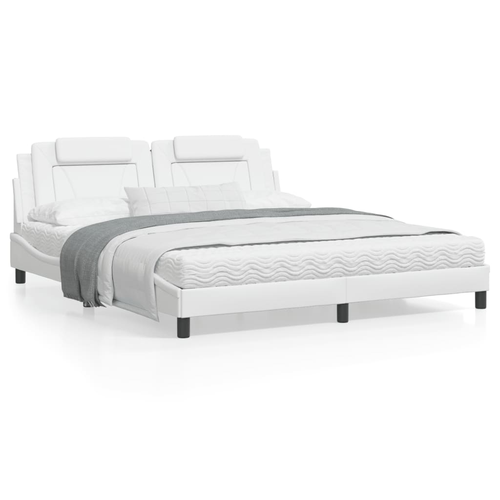 Bedframe met hoofdbord kunstleer wit 180x200 cm