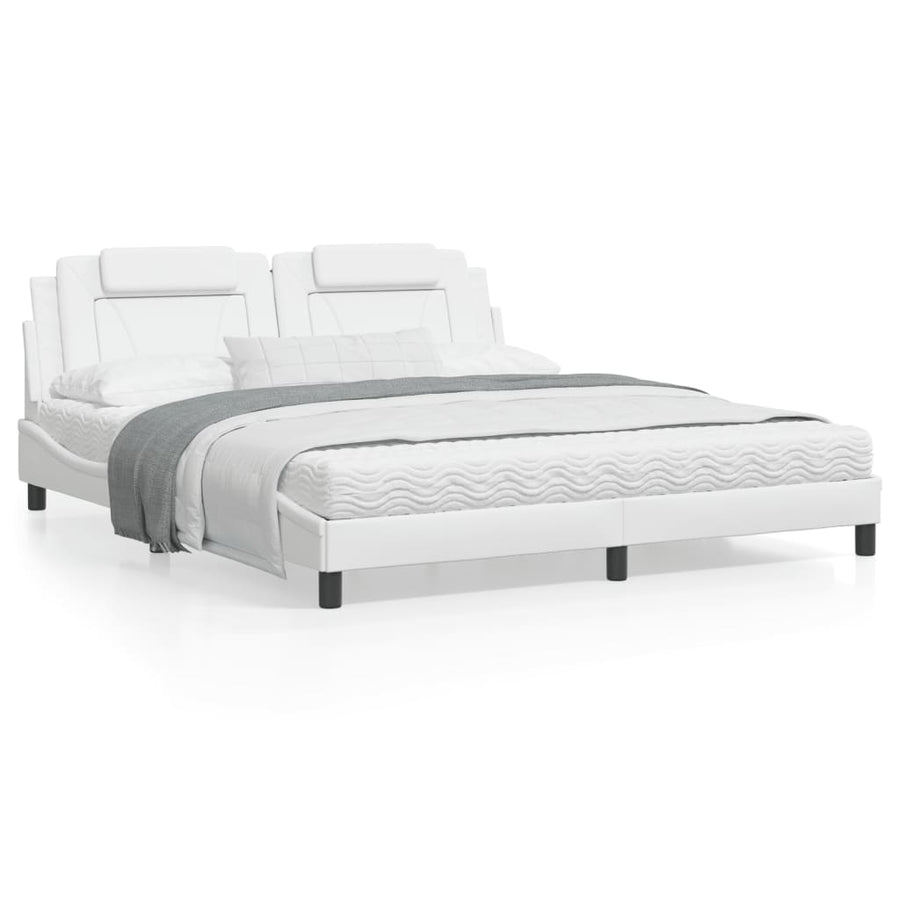 Bedframe met hoofdbord kunstleer wit 180x200 cm