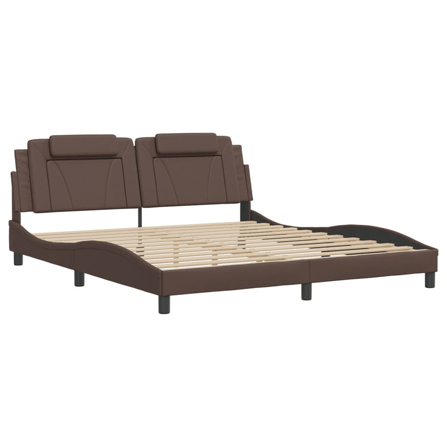 Bedframe met hoofdbord kunstleer bruin 180x200 cm