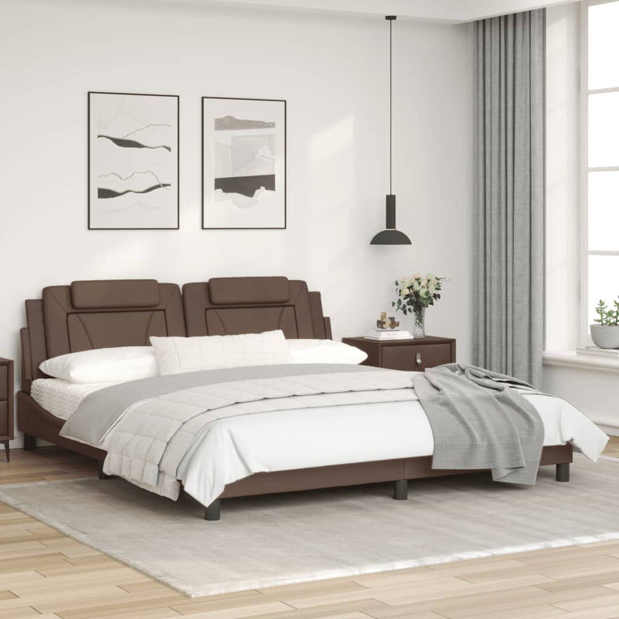 Bedframe met hoofdbord kunstleer bruin 180x200 cm