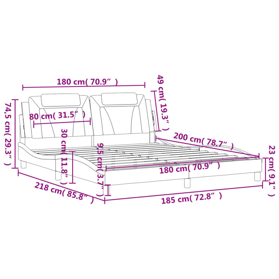 Bedframe met hoofdbord kunstleer bruin 180x200 cm