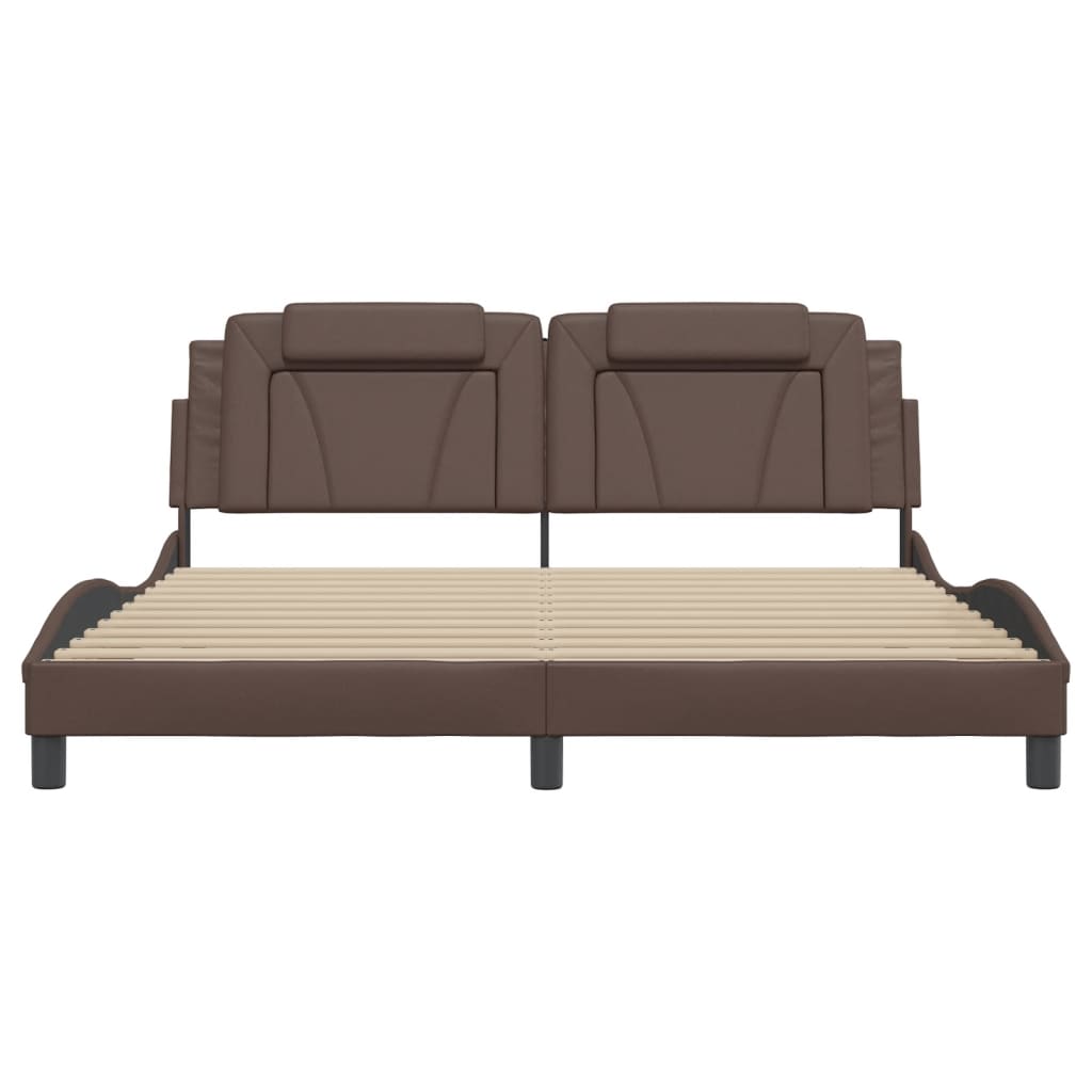 Bedframe met hoofdbord kunstleer bruin 180x200 cm