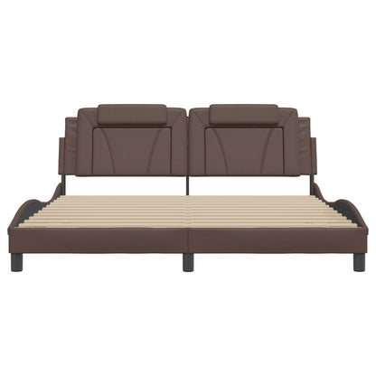 Bedframe met hoofdbord kunstleer bruin 180x200 cm