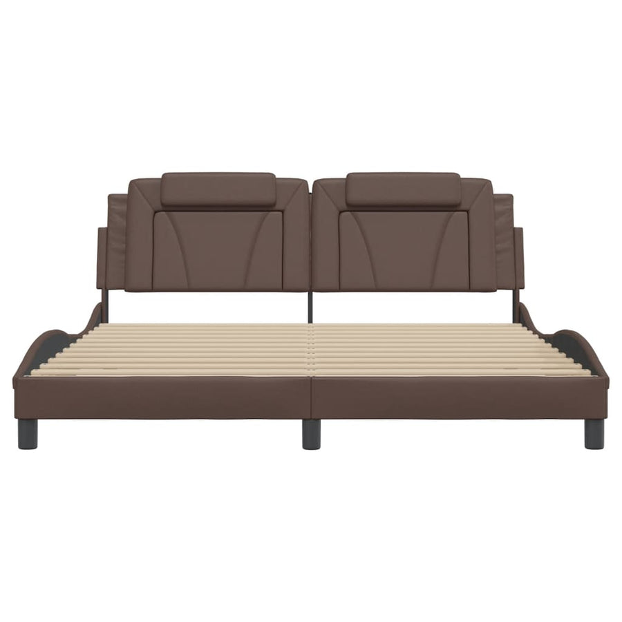 Bedframe met hoofdbord kunstleer bruin 180x200 cm