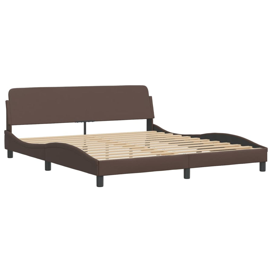 Bedframe met hoofdbord kunstleer bruin 180x200 cm