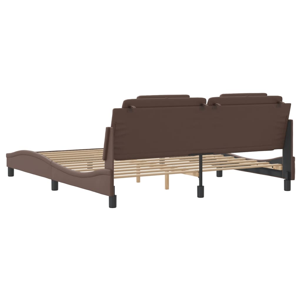 Bedframe met hoofdbord kunstleer bruin 180x200 cm