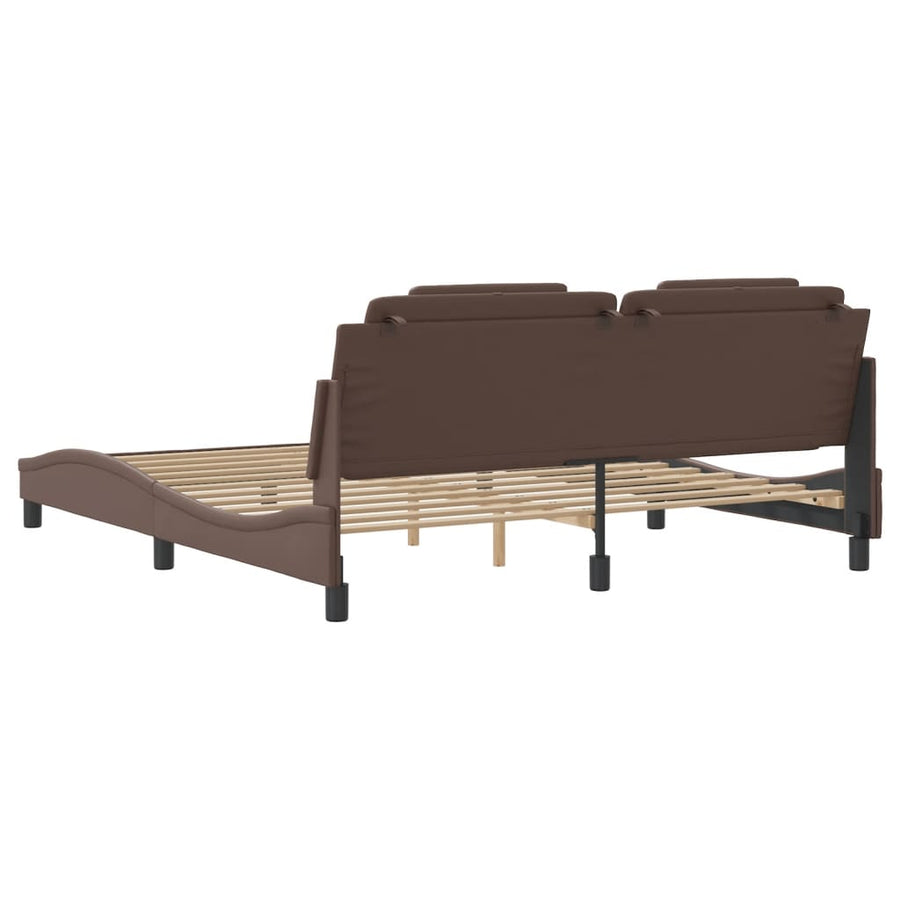 Bedframe met hoofdbord kunstleer bruin 180x200 cm