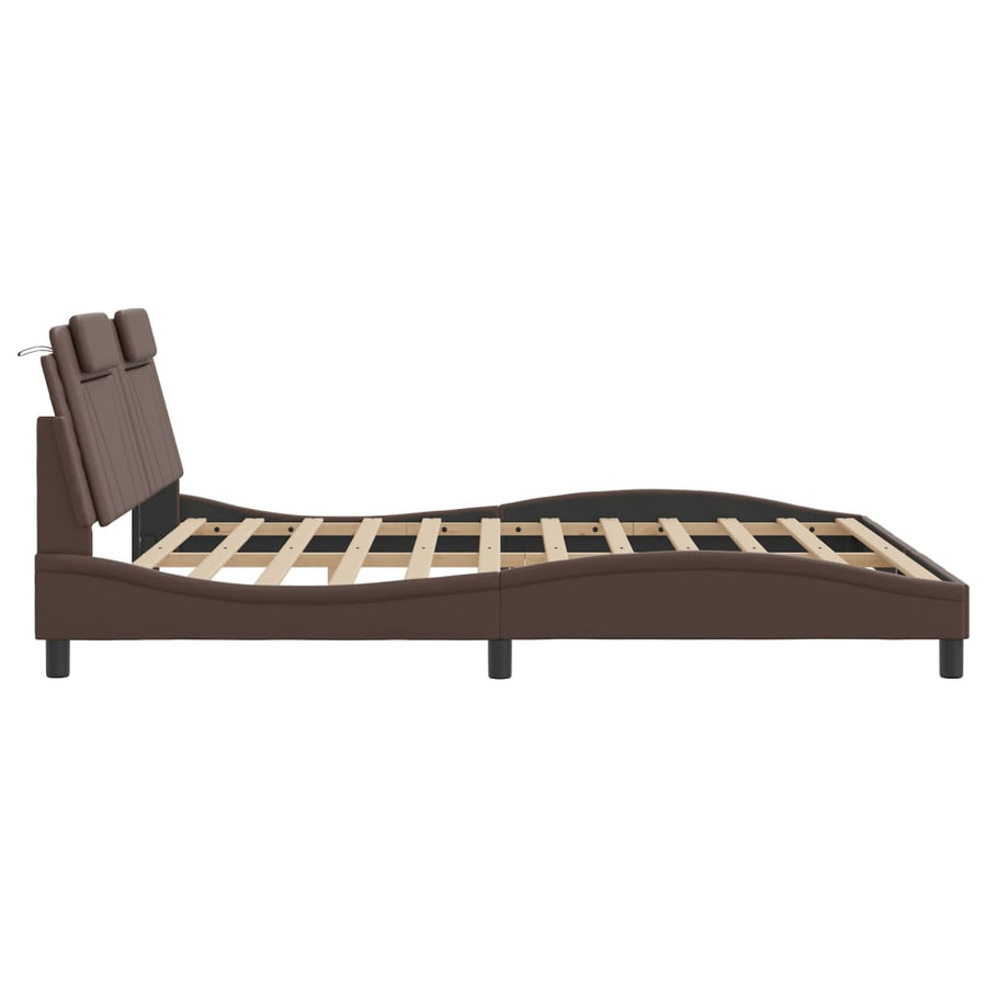 Bedframe met hoofdbord kunstleer bruin 180x200 cm