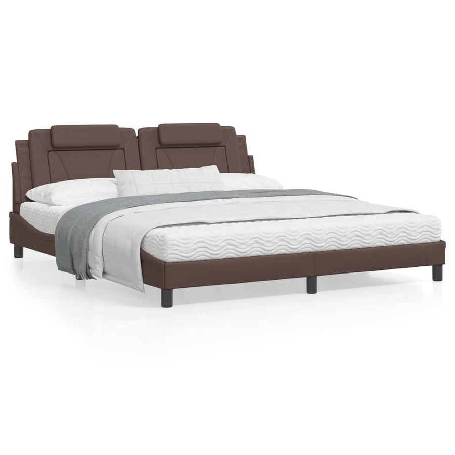 Bedframe met hoofdbord kunstleer bruin 180x200 cm