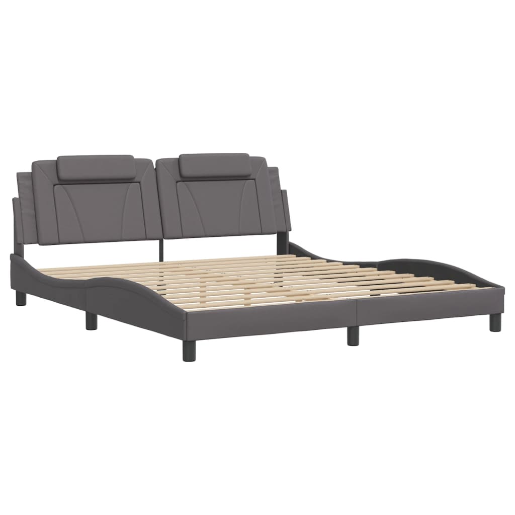 Bedframe met hoofdbord kunstleer grijs 180x200 cm