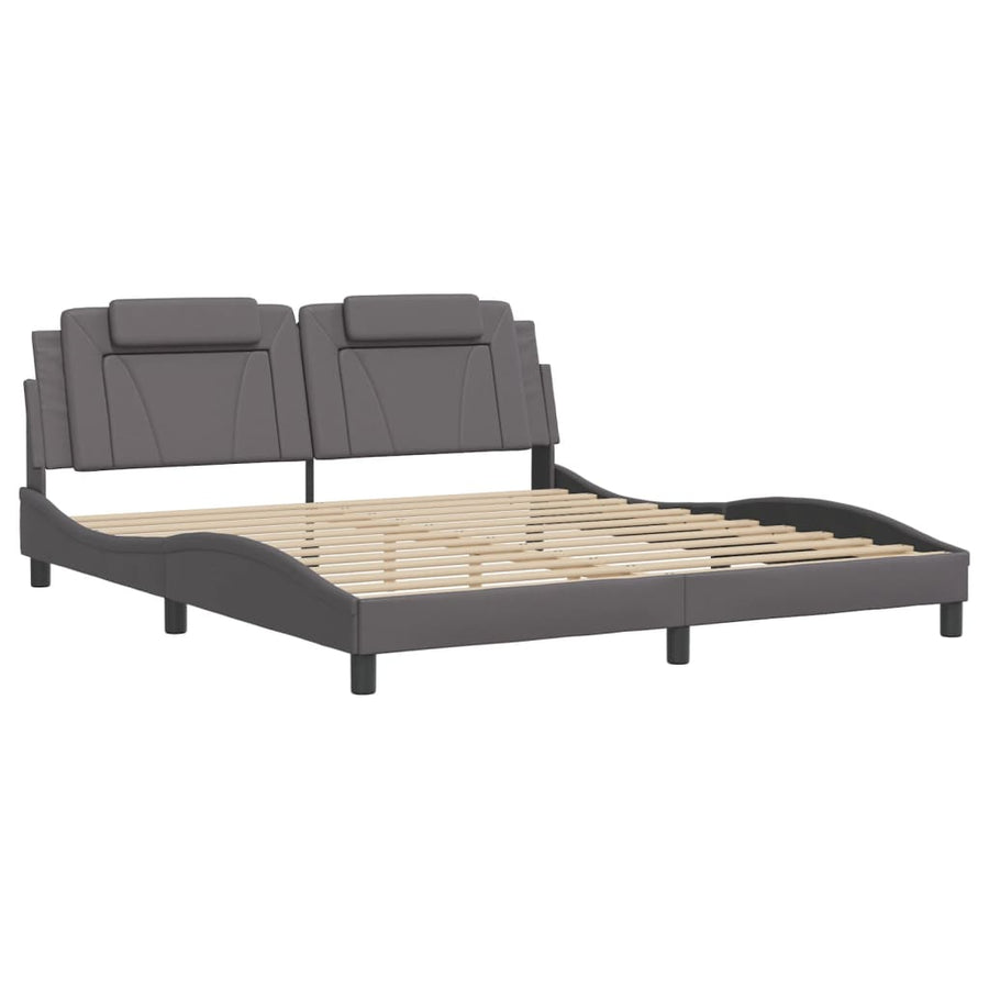 Bedframe met hoofdbord kunstleer grijs 180x200 cm