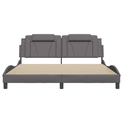 Bedframe met hoofdbord kunstleer grijs 180x200 cm