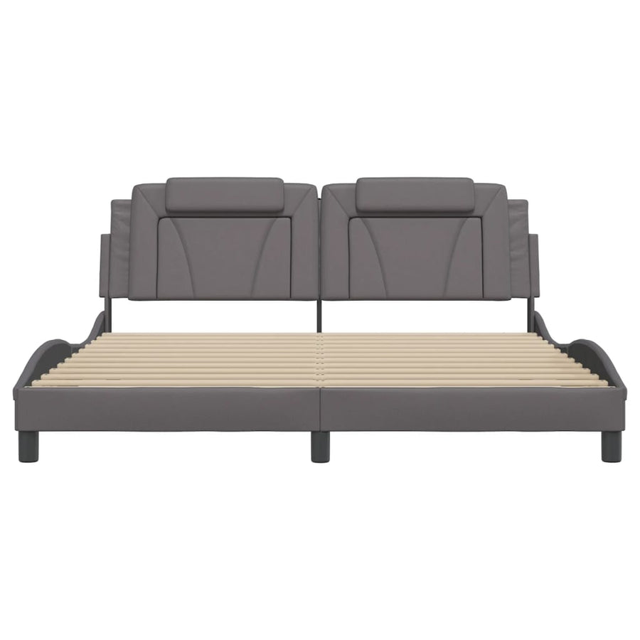 Bedframe met hoofdbord kunstleer grijs 180x200 cm