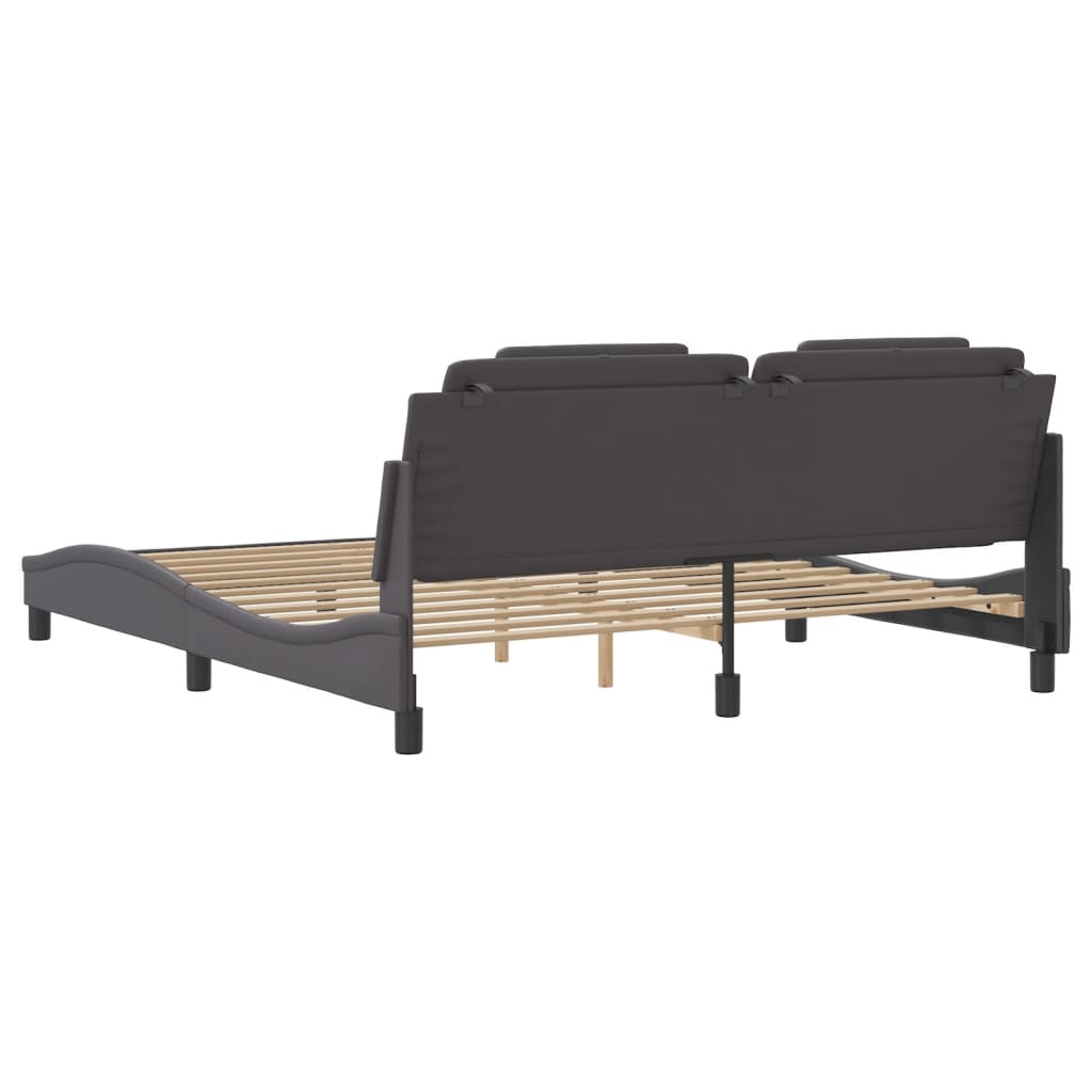 Bedframe met hoofdbord kunstleer grijs 180x200 cm