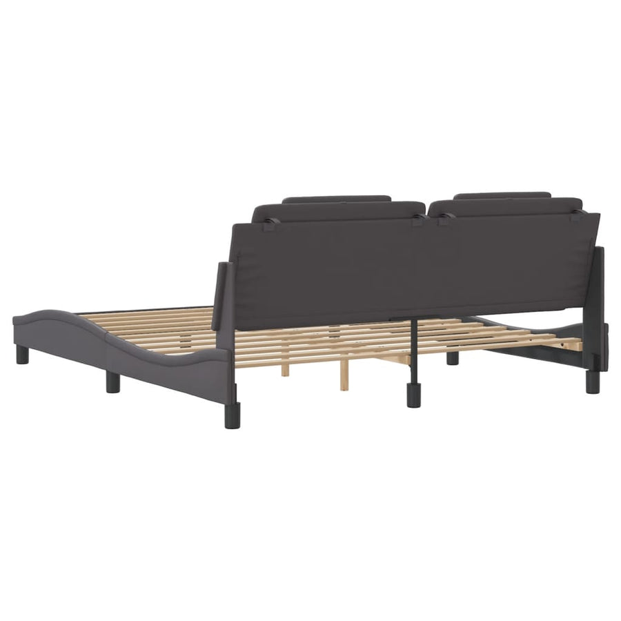 Bedframe met hoofdbord kunstleer grijs 180x200 cm