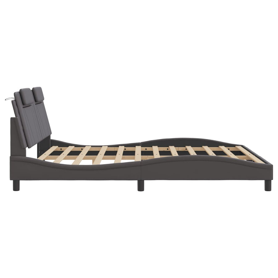 Bedframe met hoofdbord kunstleer grijs 180x200 cm