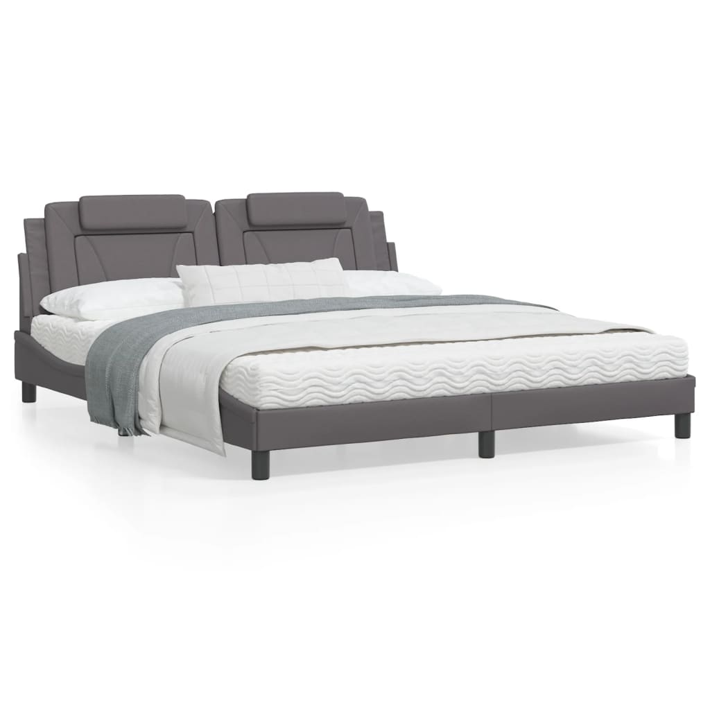 Bedframe met hoofdbord kunstleer grijs 180x200 cm