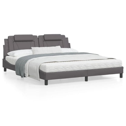 Bedframe met hoofdbord kunstleer grijs 180x200 cm