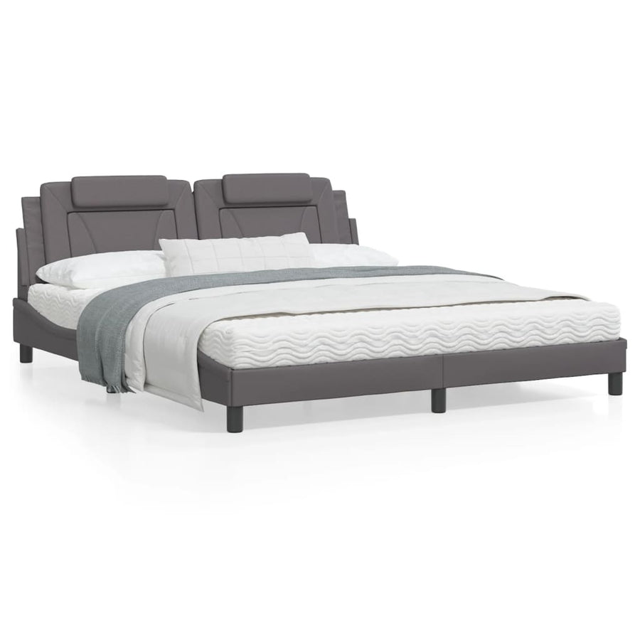 Bedframe met hoofdbord kunstleer grijs 180x200 cm