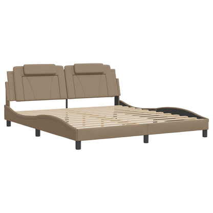 Bedframe met hoofdbord kunstleer cappuccinokleurig 180x200 cm