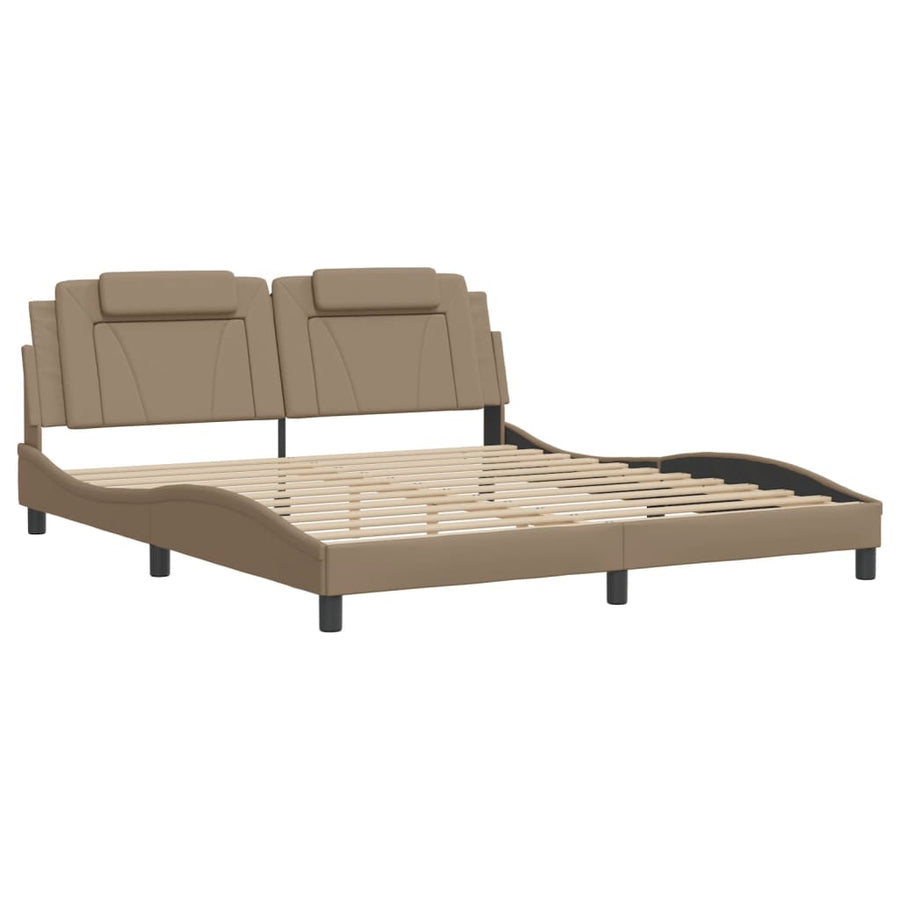 Bedframe met hoofdbord kunstleer cappuccinokleurig 180x200 cm