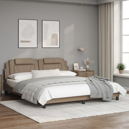 Bedframe met hoofdbord kunstleer cappuccinokleurig 180x200 cm