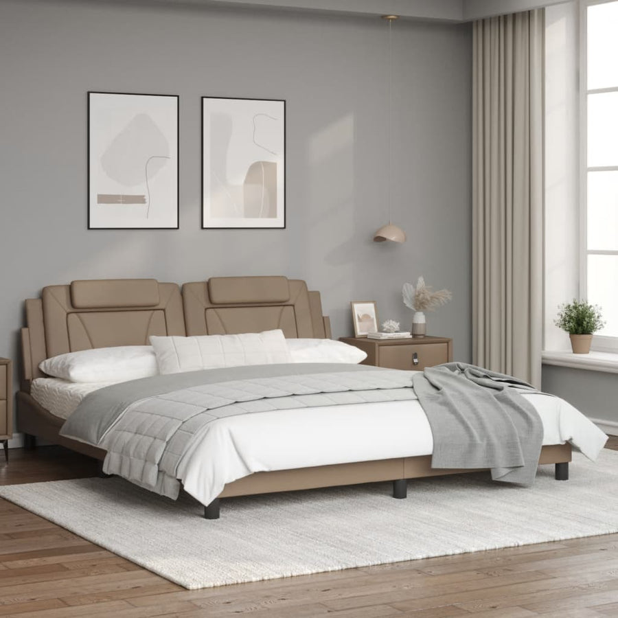 Bedframe met hoofdbord kunstleer cappuccinokleurig 180x200 cm