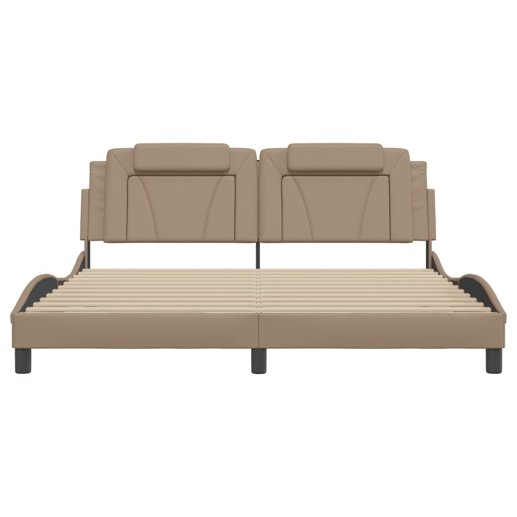 Bedframe met hoofdbord kunstleer cappuccinokleurig 180x200 cm