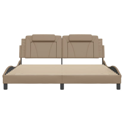 Bedframe met hoofdbord kunstleer cappuccinokleurig 180x200 cm