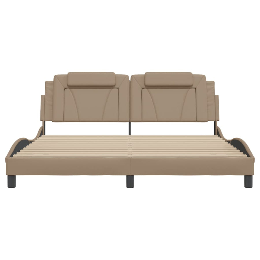Bedframe met hoofdbord kunstleer cappuccinokleurig 180x200 cm