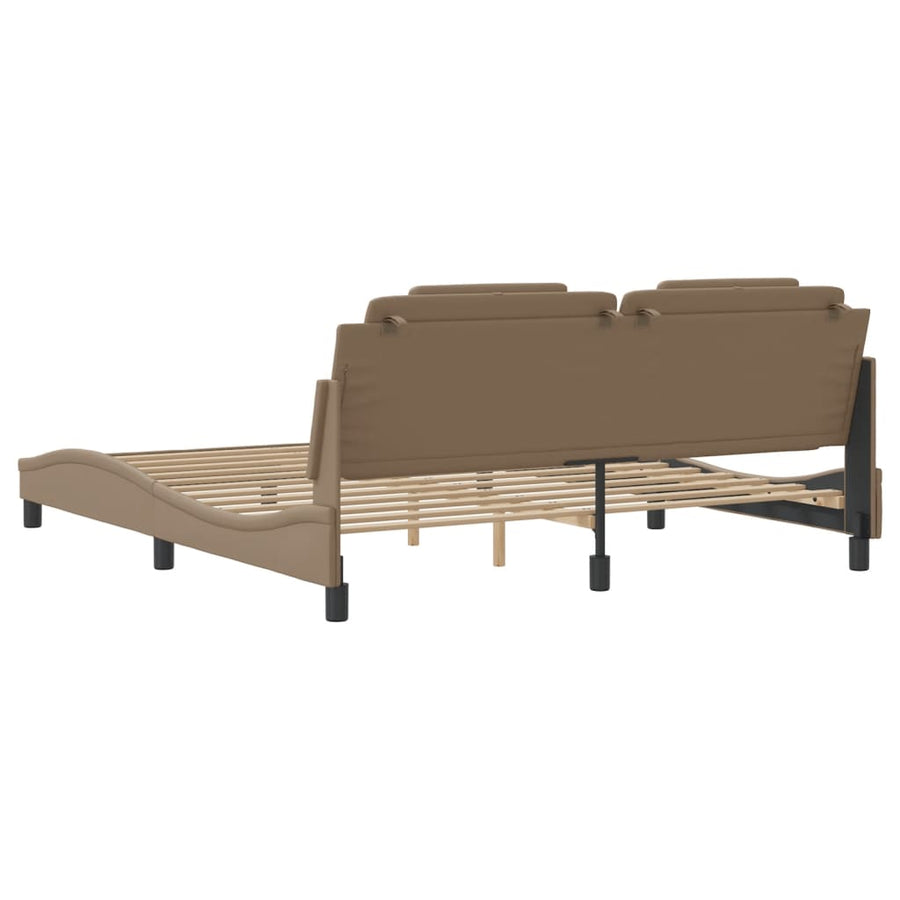 Bedframe met hoofdbord kunstleer cappuccinokleurig 180x200 cm