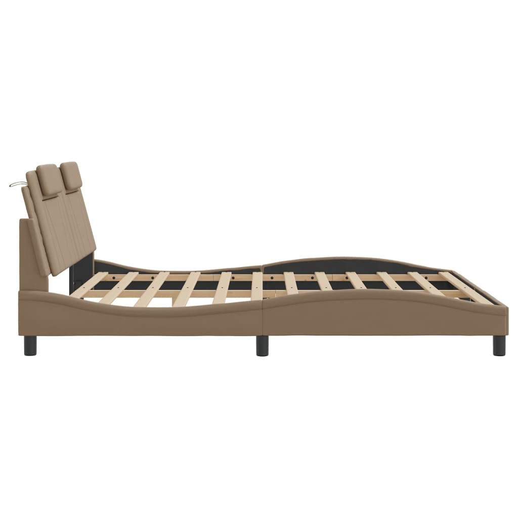 Bedframe met hoofdbord kunstleer cappuccinokleurig 180x200 cm