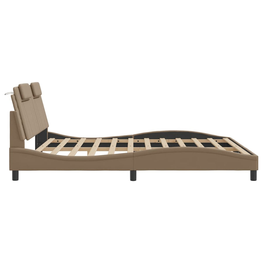 Bedframe met hoofdbord kunstleer cappuccinokleurig 180x200 cm